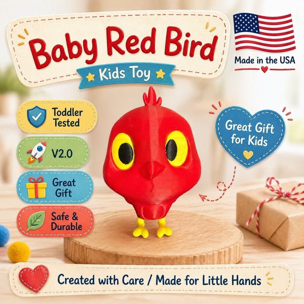 Baby Red Bird Kids Toy Mickey Mouse Clubhouse Fan Art 4” V2.0 Toddler Tested!